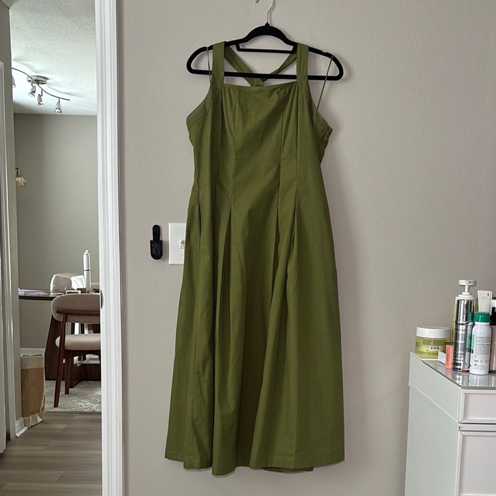 A New Day Olive Green Strappy A-Line Dress